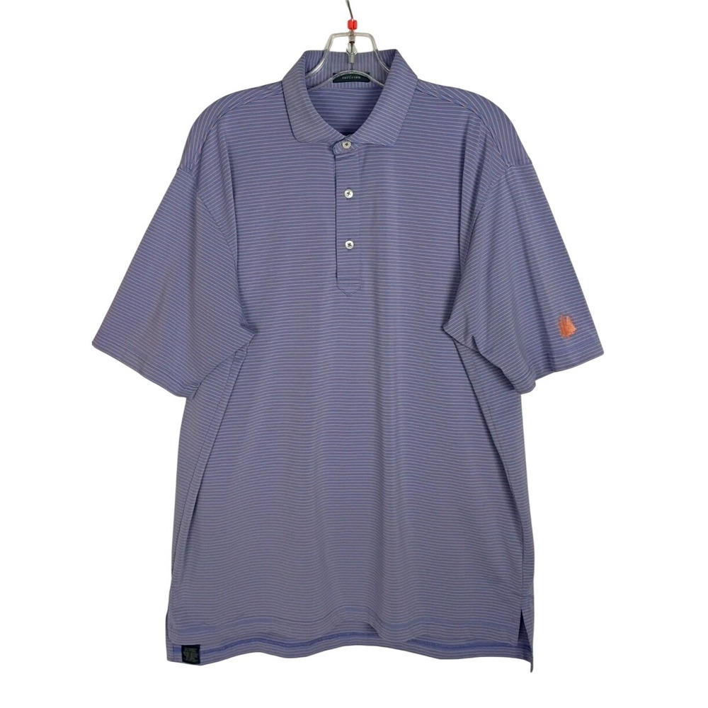 Turtleson Polo whispering Pines Golf Texas Shirt  Mens Sz L Stripped Blue/Orange